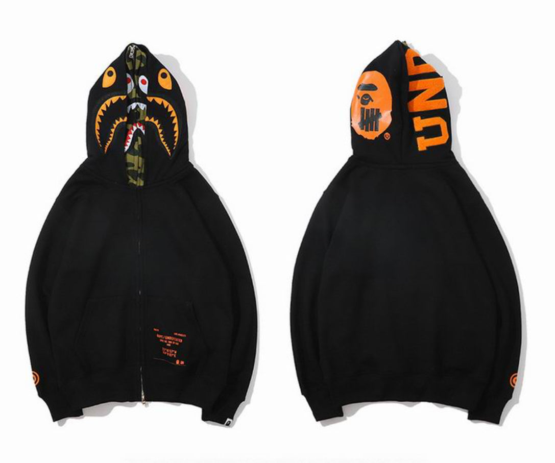BAPE X UNDEFEATED DOUBLE SHARK FULL ZIP HOODIE
